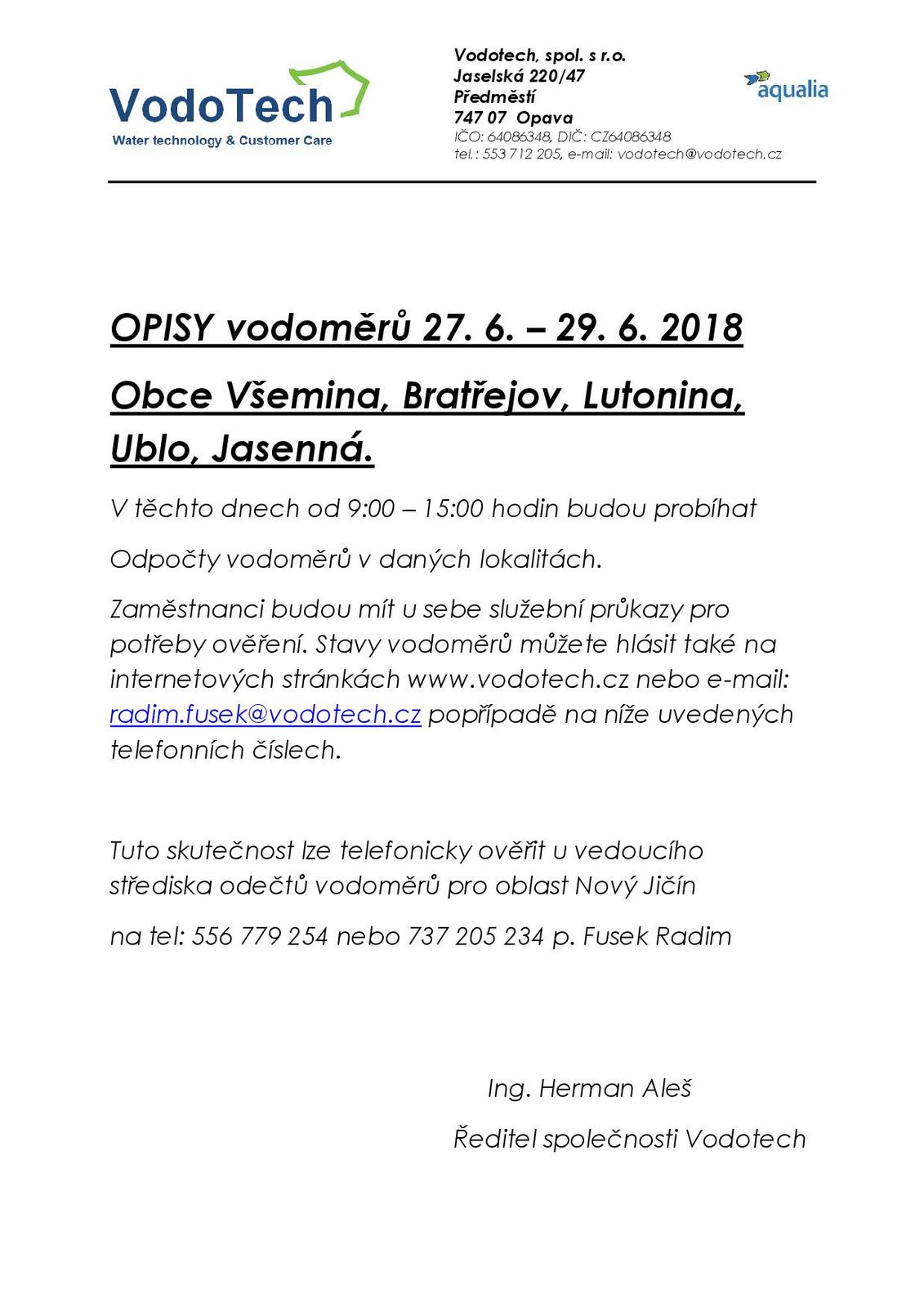 Opisy vodoměrů Zlínsko
